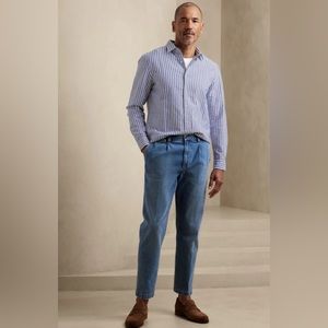 Banana Republic Men’s Slim Linen-Cotton Shirt. NEW WITH TAGS. Blue/White. L Tall